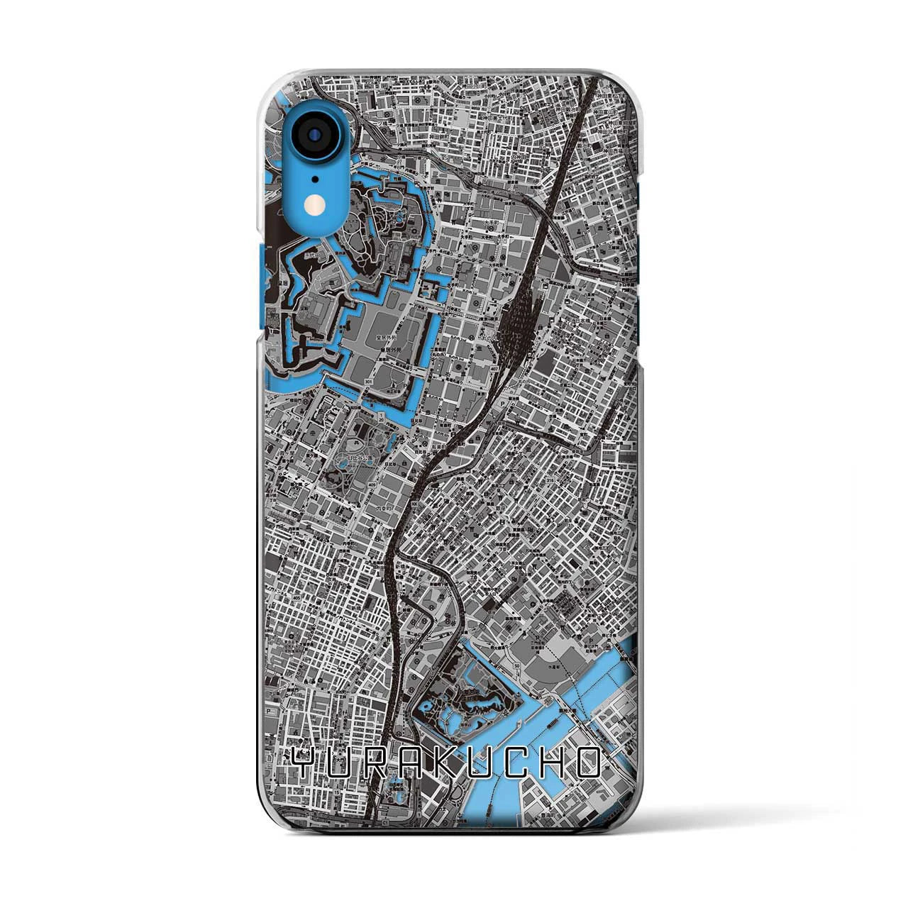 【有楽町(東京都)】地図柄iPhoneケース(クリアタイプ)モノトーン・iPhone XR 用