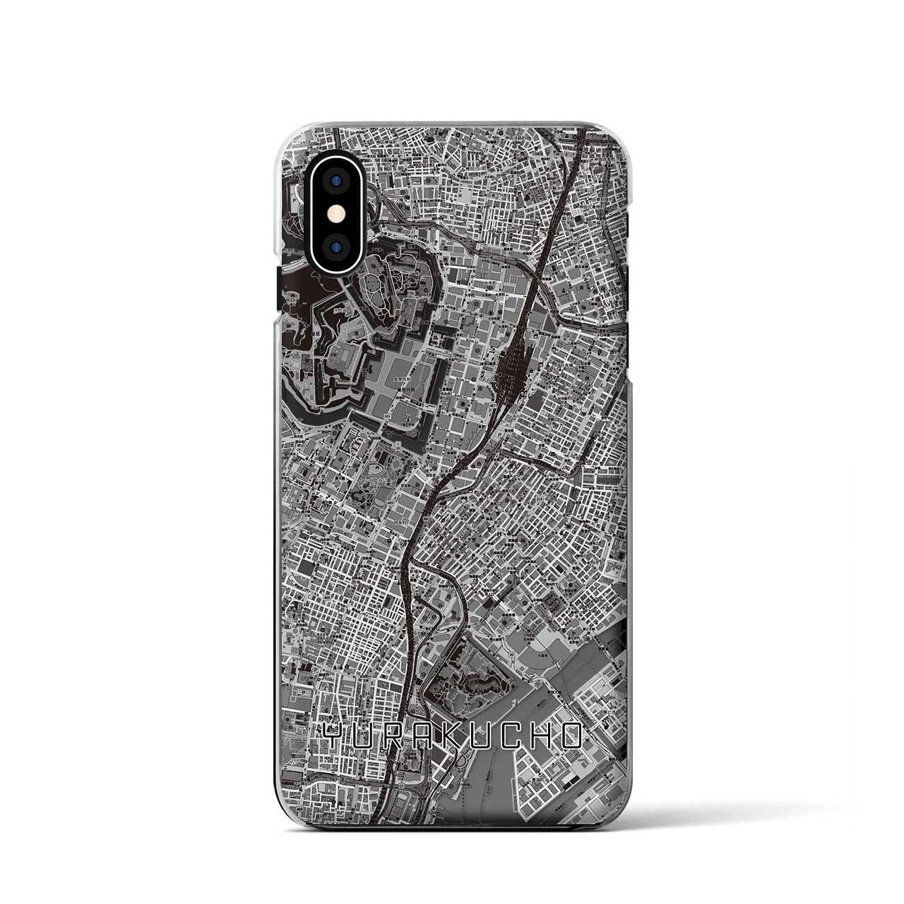 【有楽町(東京都)】地図柄iPhoneケース(クリアタイプ)モノトーン・iPhone XS / X 用