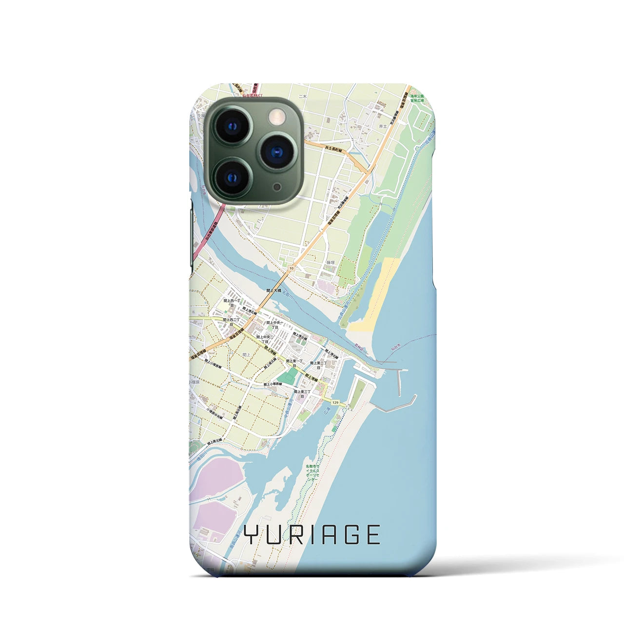 【閖上(宮城県)】地図柄iPhoneケース(バックカバータイプ)ナチュラル・iPhone 11 Pro 用
