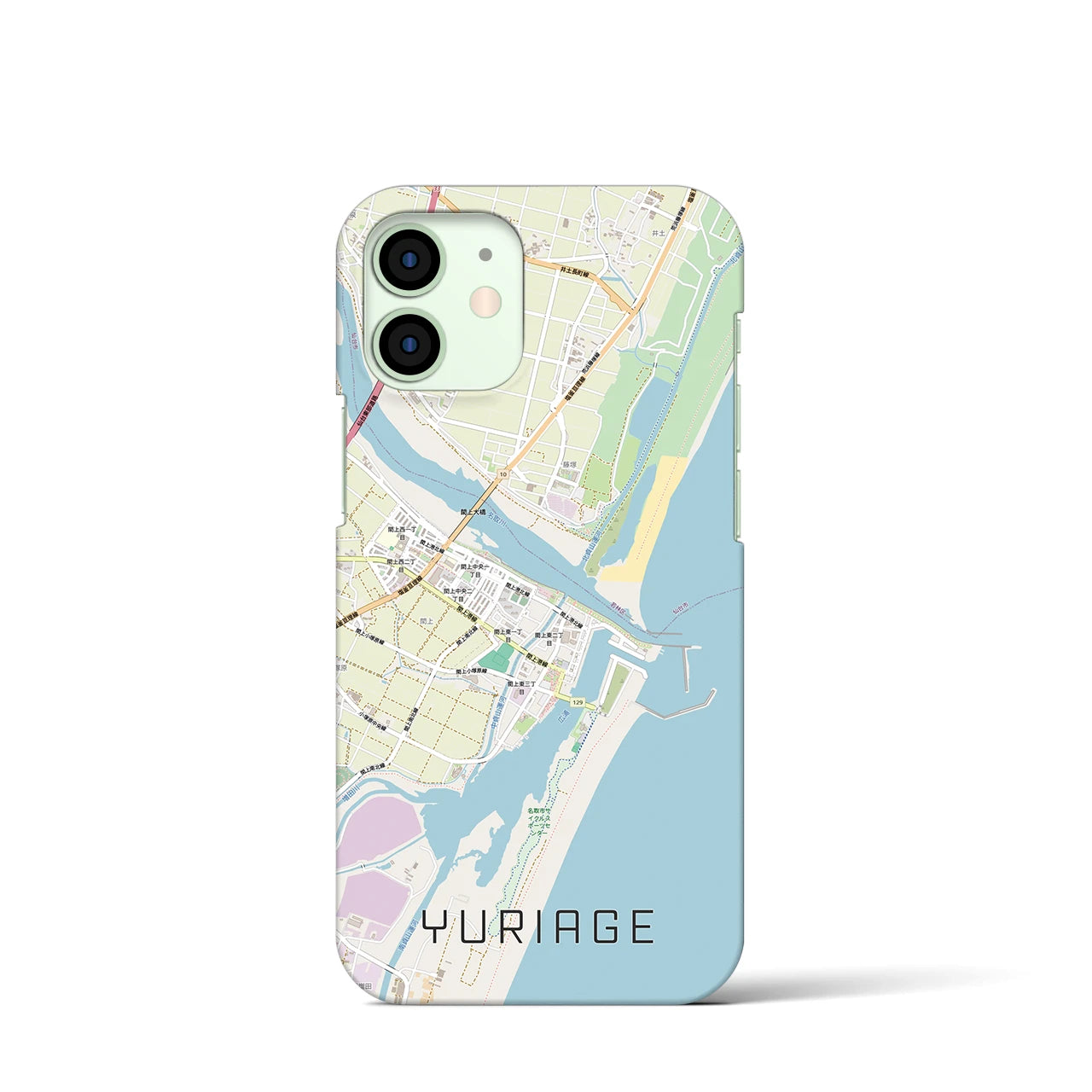 【閖上(宮城県)】地図柄iPhoneケース(バックカバータイプ)ナチュラル・iPhone 12 mini 用