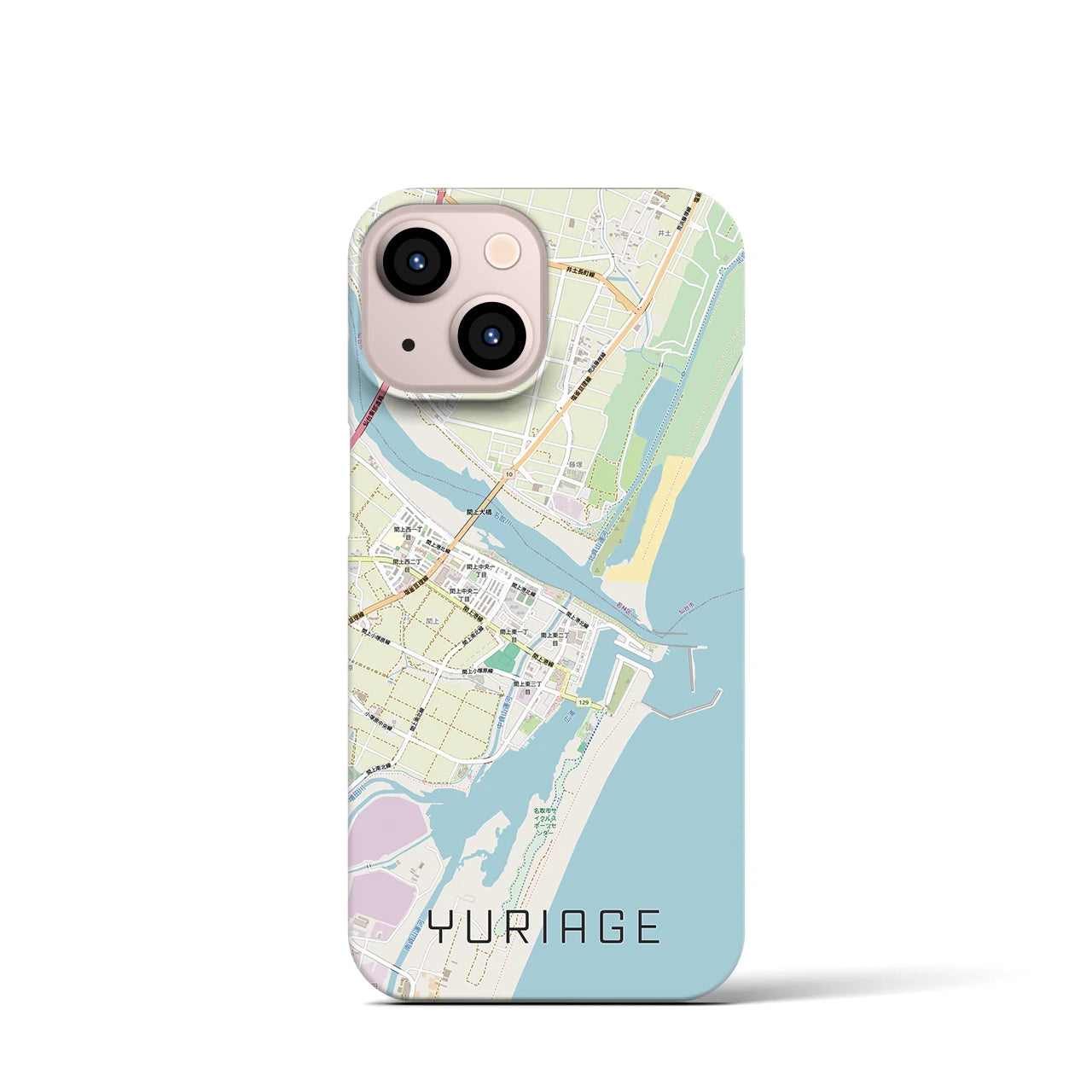 【閖上(宮城県)】地図柄iPhoneケース(バックカバータイプ)ナチュラル・iPhone 13 mini 用