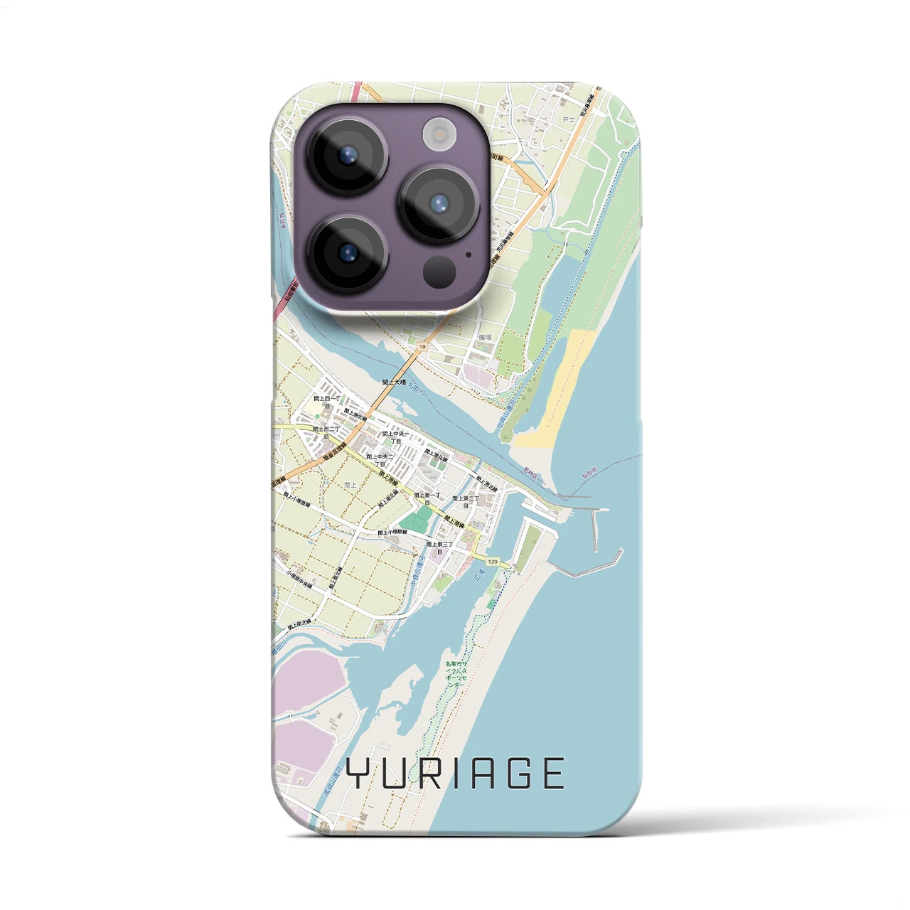【閖上(宮城県)】地図柄iPhoneケース(バックカバータイプ)ナチュラル・iPhone 14 Pro 用