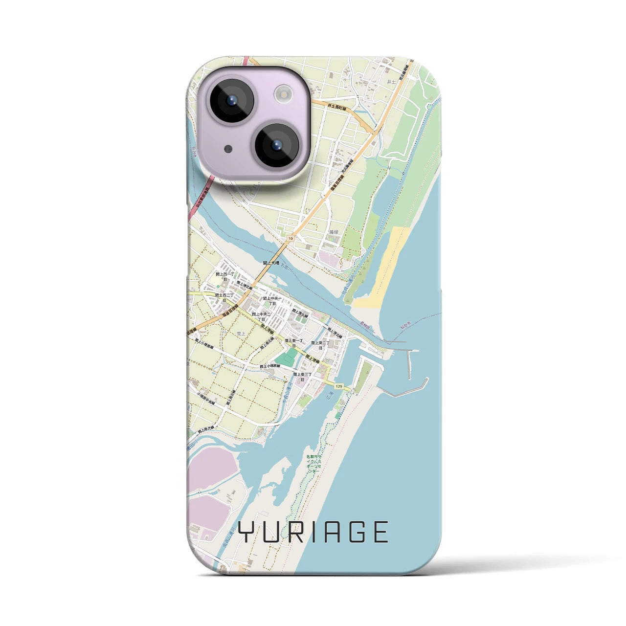 【閖上(宮城県)】地図柄iPhoneケース(バックカバータイプ)ナチュラル・iPhone 14 用