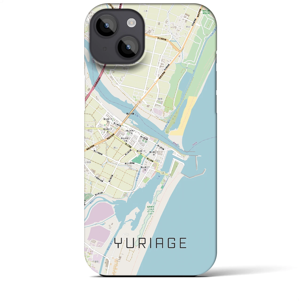 【閖上(宮城県)】地図柄iPhoneケース(バックカバータイプ)ナチュラル・iPhone 14 Plus 用