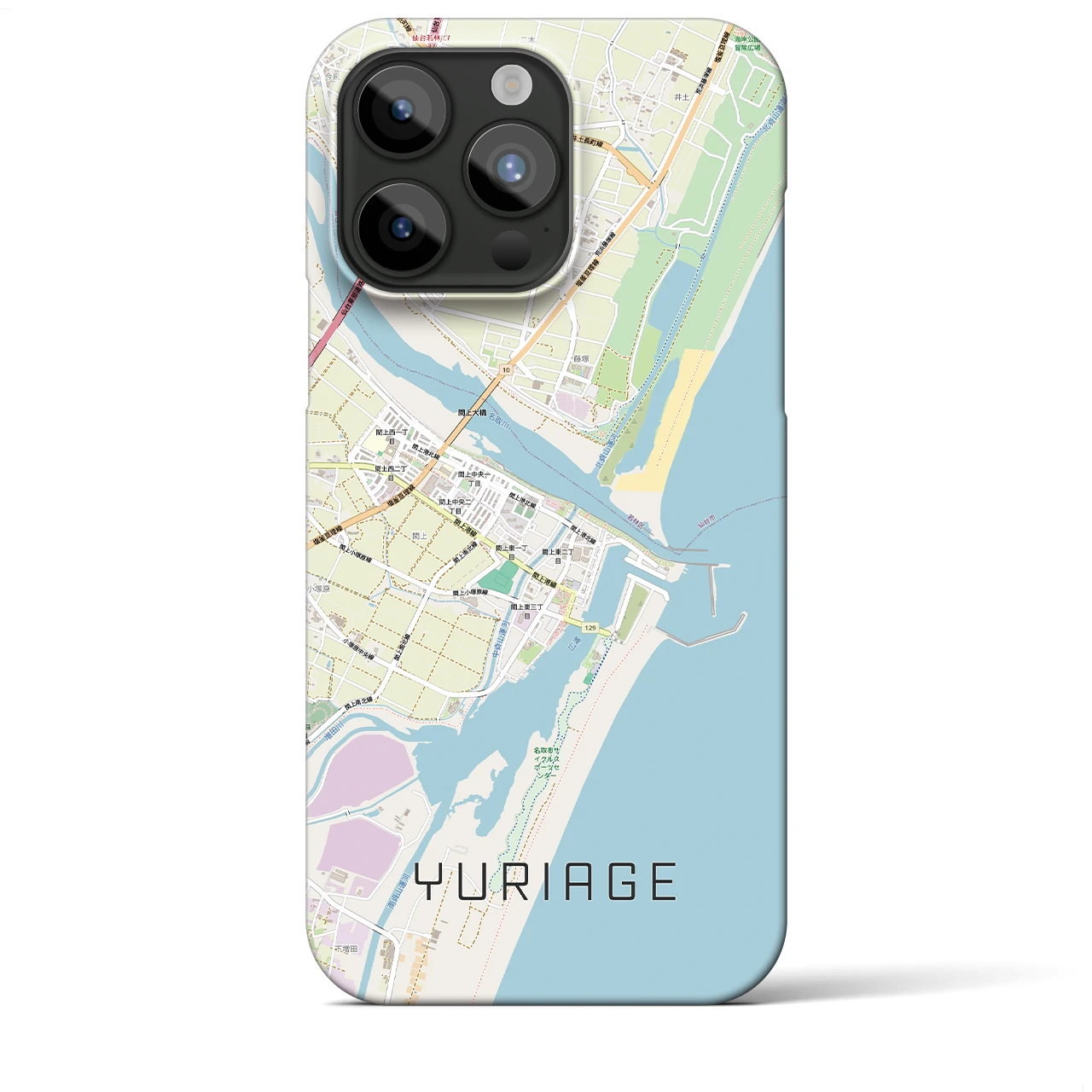 【閖上(宮城県)】地図柄iPhoneケース(バックカバータイプ)ナチュラル・iPhone 15 Pro Max 用