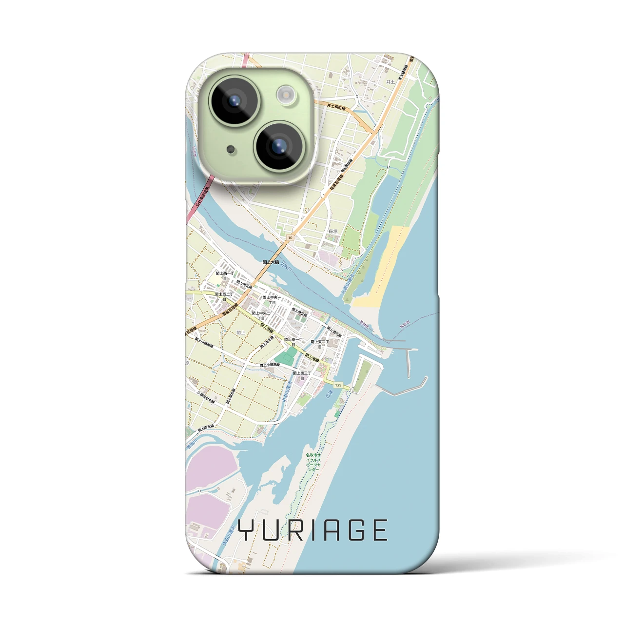 【閖上(宮城県)】地図柄iPhoneケース(バックカバータイプ)ナチュラル・iPhone 15 用
