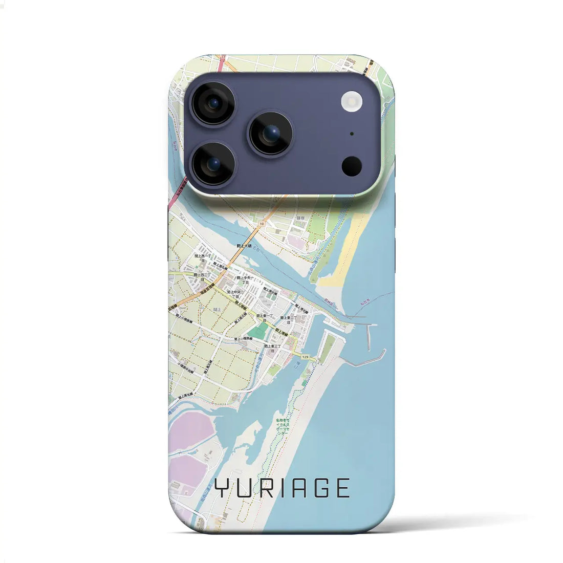 【閖上(宮城県)】地図柄iPhoneケース(バックカバータイプ)ブラック・iPhone 17 Pro Max 用