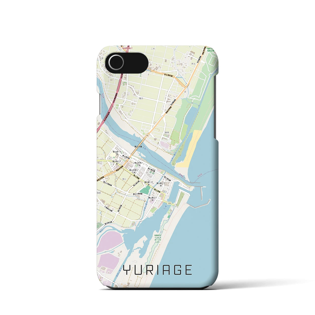 【閖上(宮城県)】地図柄iPhoneケース(バックカバータイプ)ナチュラル・iPhone SE(第3 / 第2世代) / 8 / 7 / 6s / 6 用