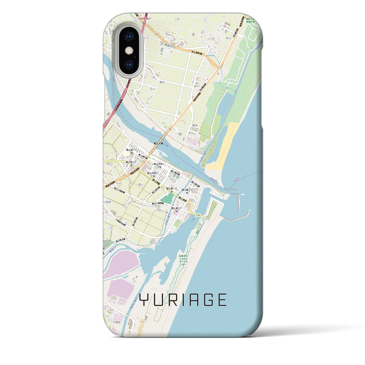 【閖上(宮城県)】地図柄iPhoneケース(バックカバータイプ)ナチュラル・iPhone XS Max 用