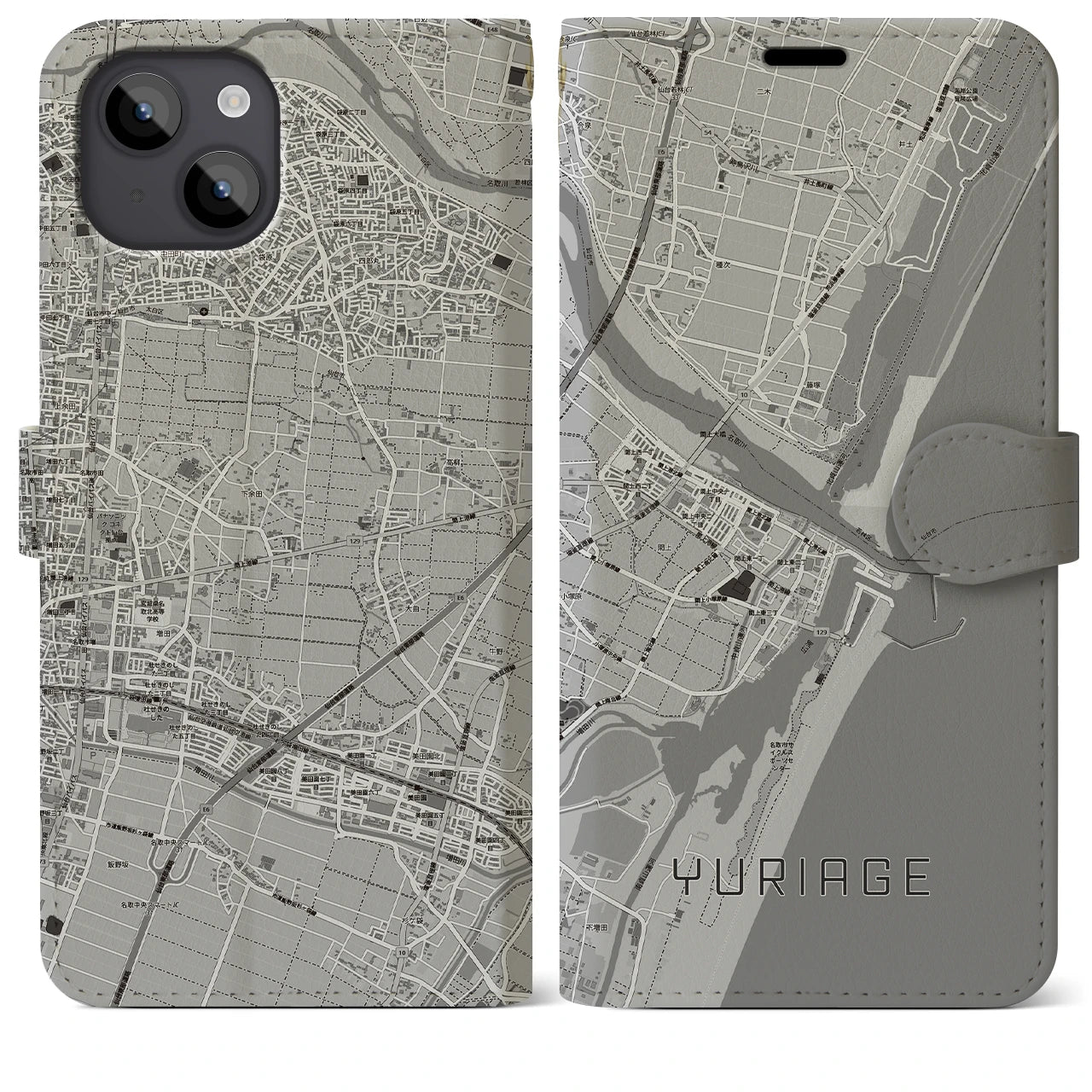 【閖上(宮城県)】地図柄iPhoneケース(手帳タイプ)