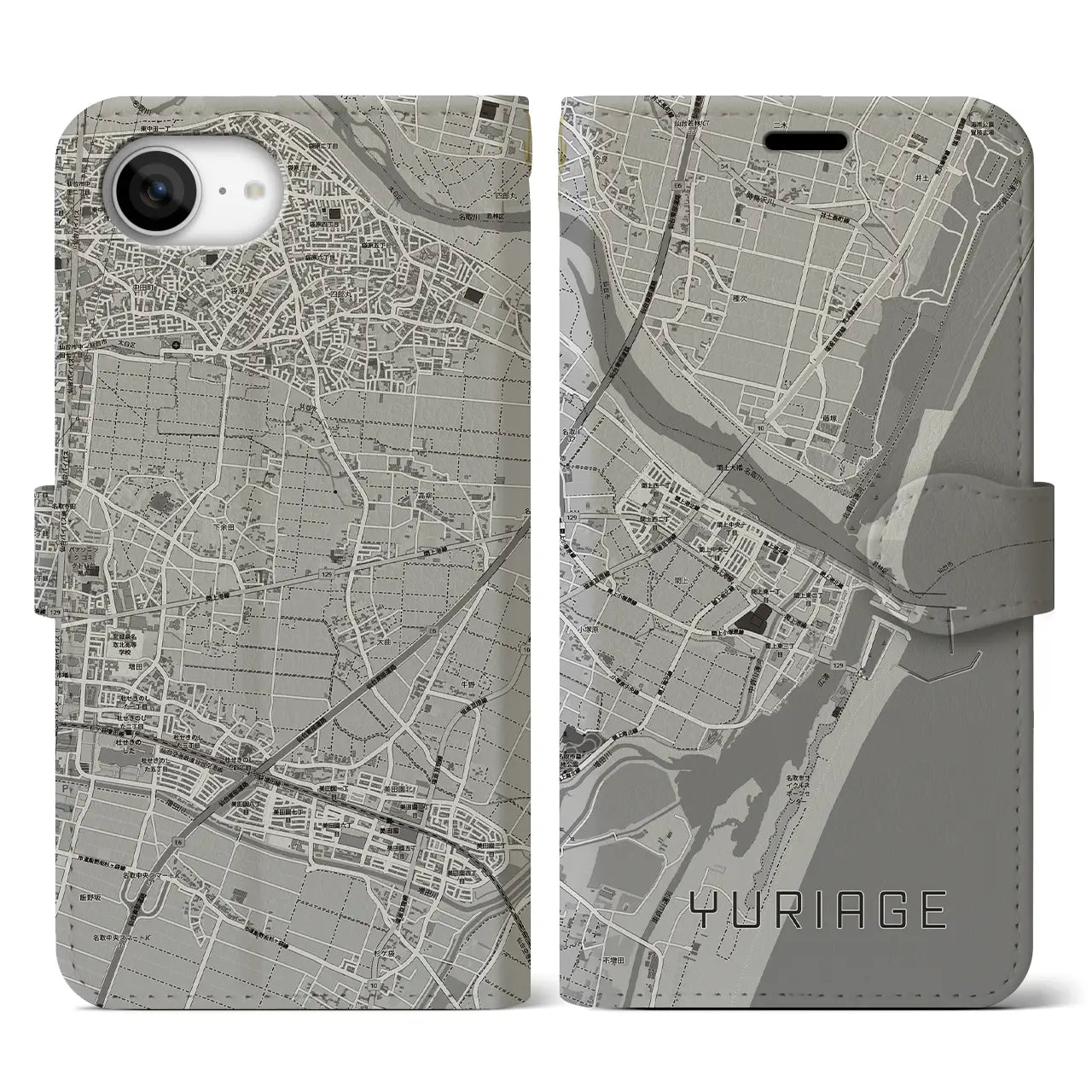 【閖上(宮城県)】地図柄iPhoneケース(手帳タイプ)