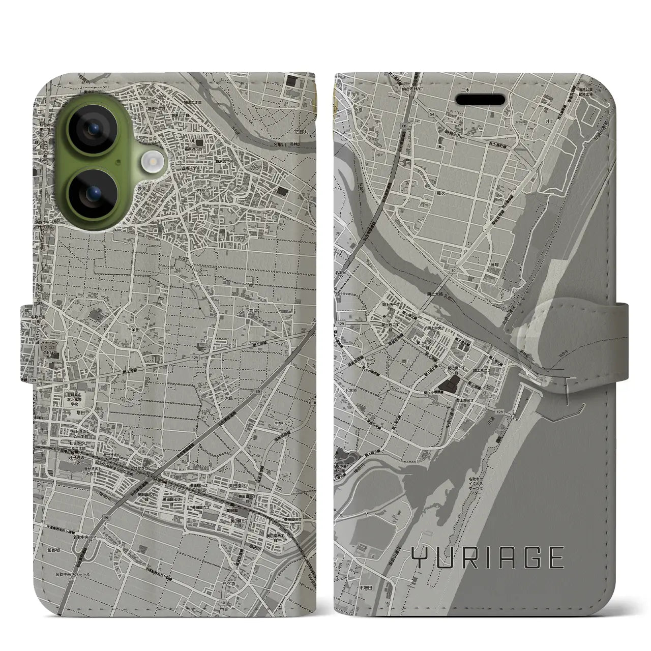 【閖上(宮城県)】地図柄iPhoneケース(手帳タイプ)