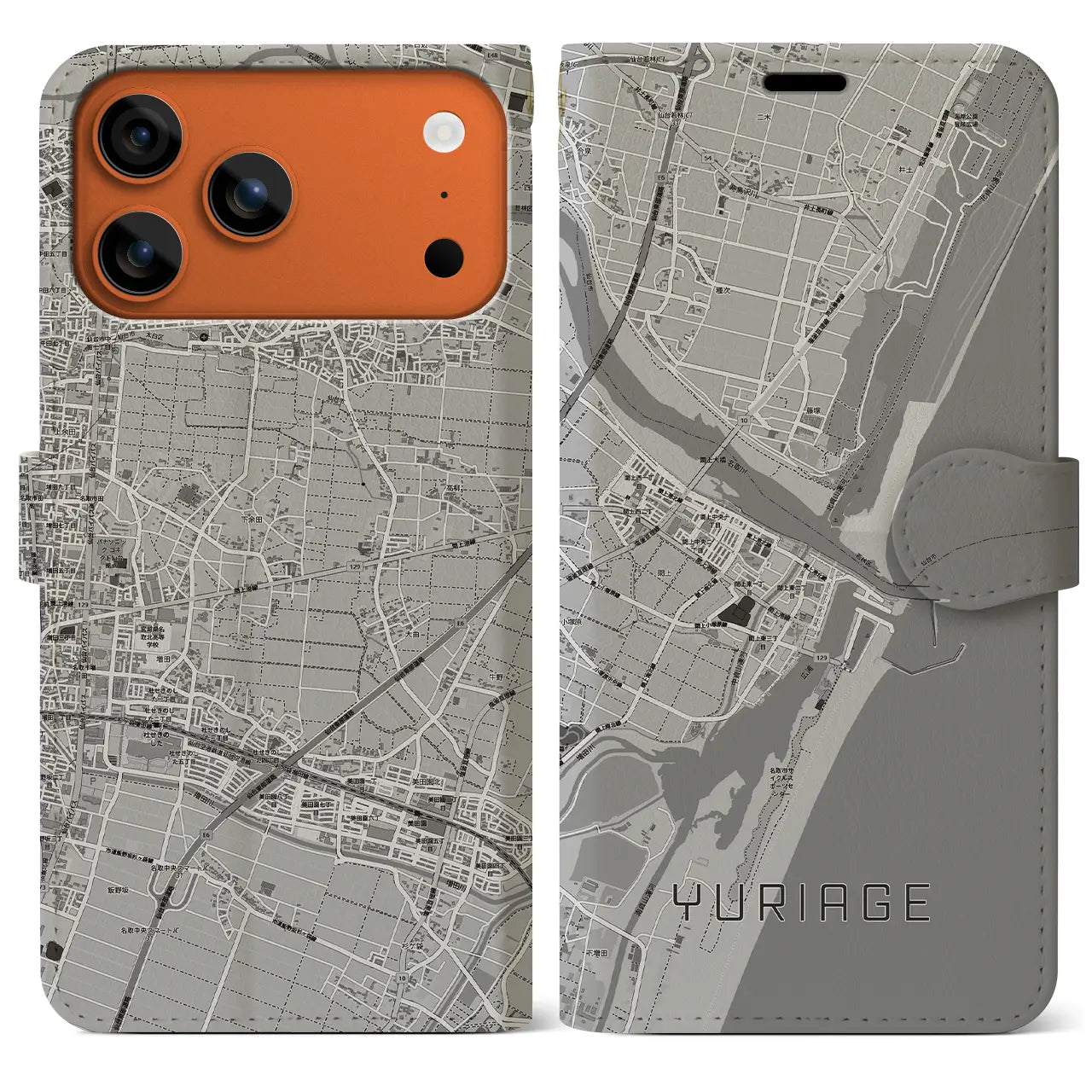 【閖上(宮城県)】地図柄iPhoneケース(手帳タイプ)