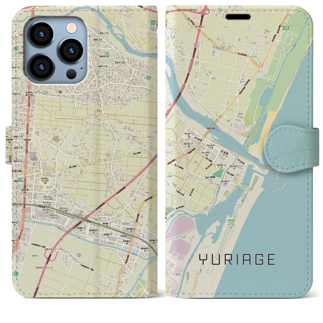 【閖上(宮城県)】地図柄iPhoneケース(手帳タイプ)