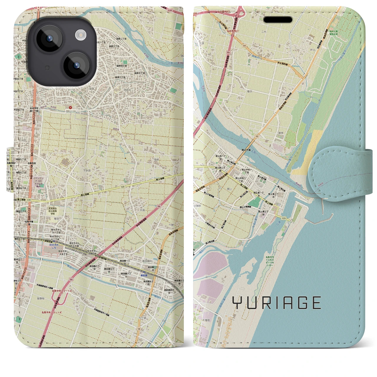 【閖上(宮城県)】地図柄iPhoneケース(手帳タイプ)