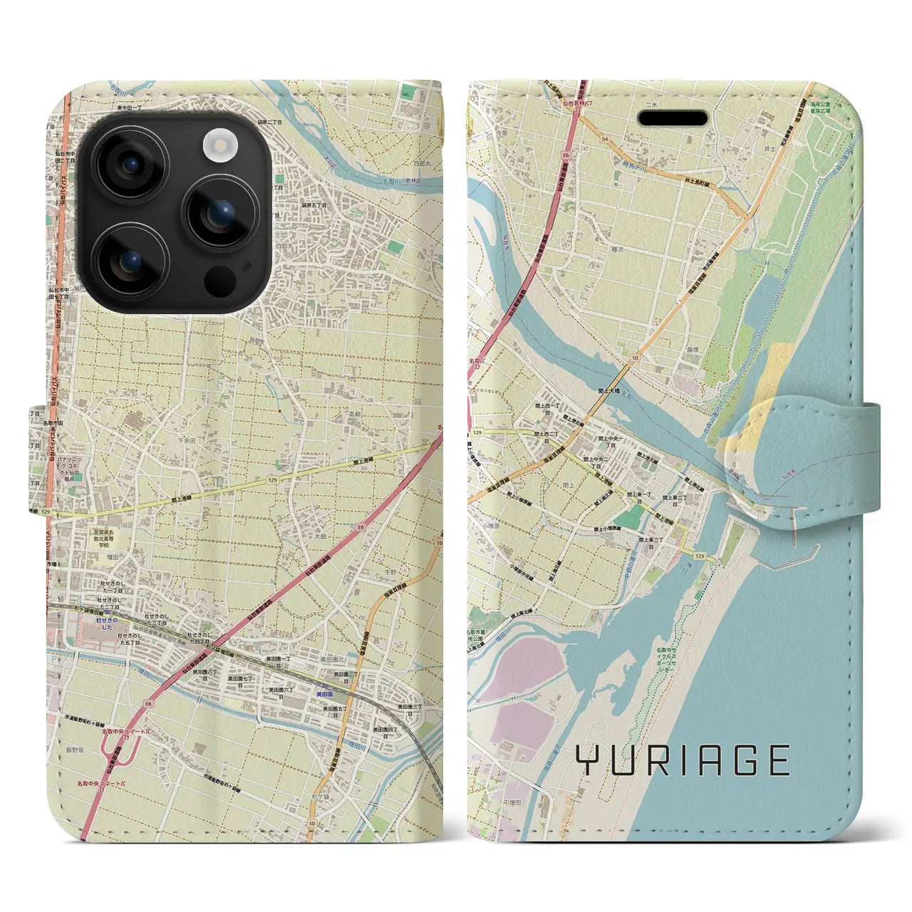 【閖上(宮城県)】地図柄iPhoneケース(手帳タイプ)