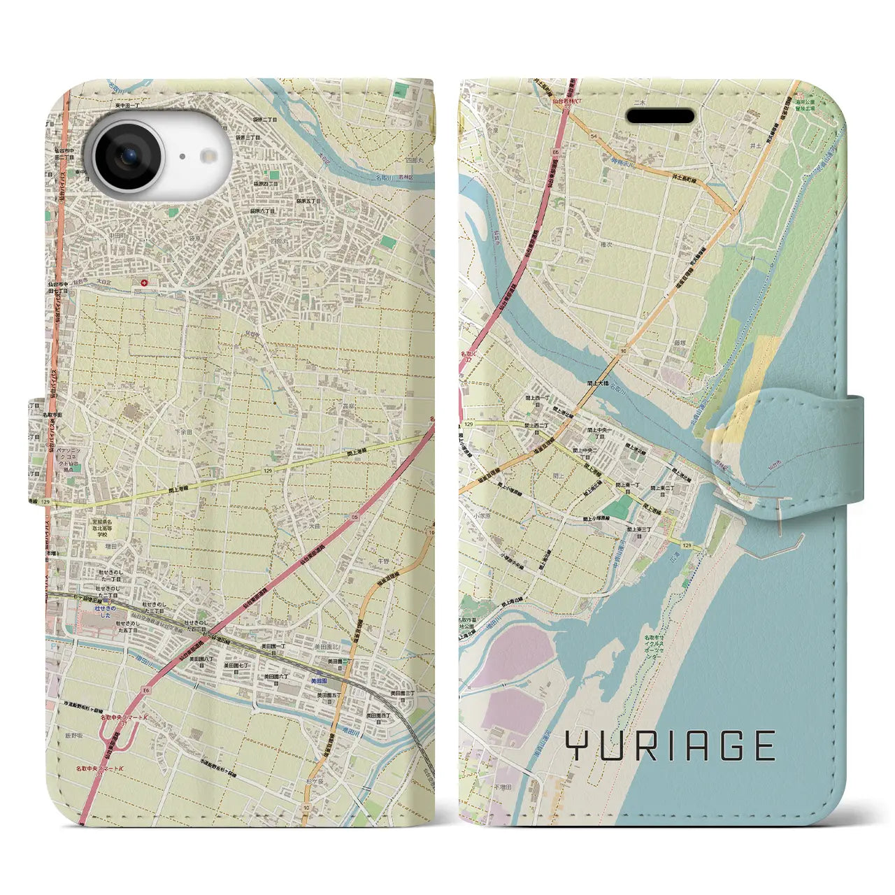 【閖上(宮城県)】地図柄iPhoneケース(手帳タイプ)