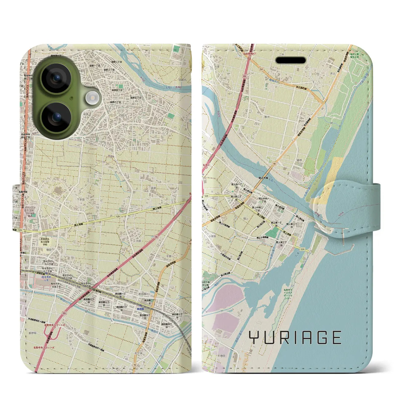 【閖上(宮城県)】地図柄iPhoneケース(手帳タイプ)