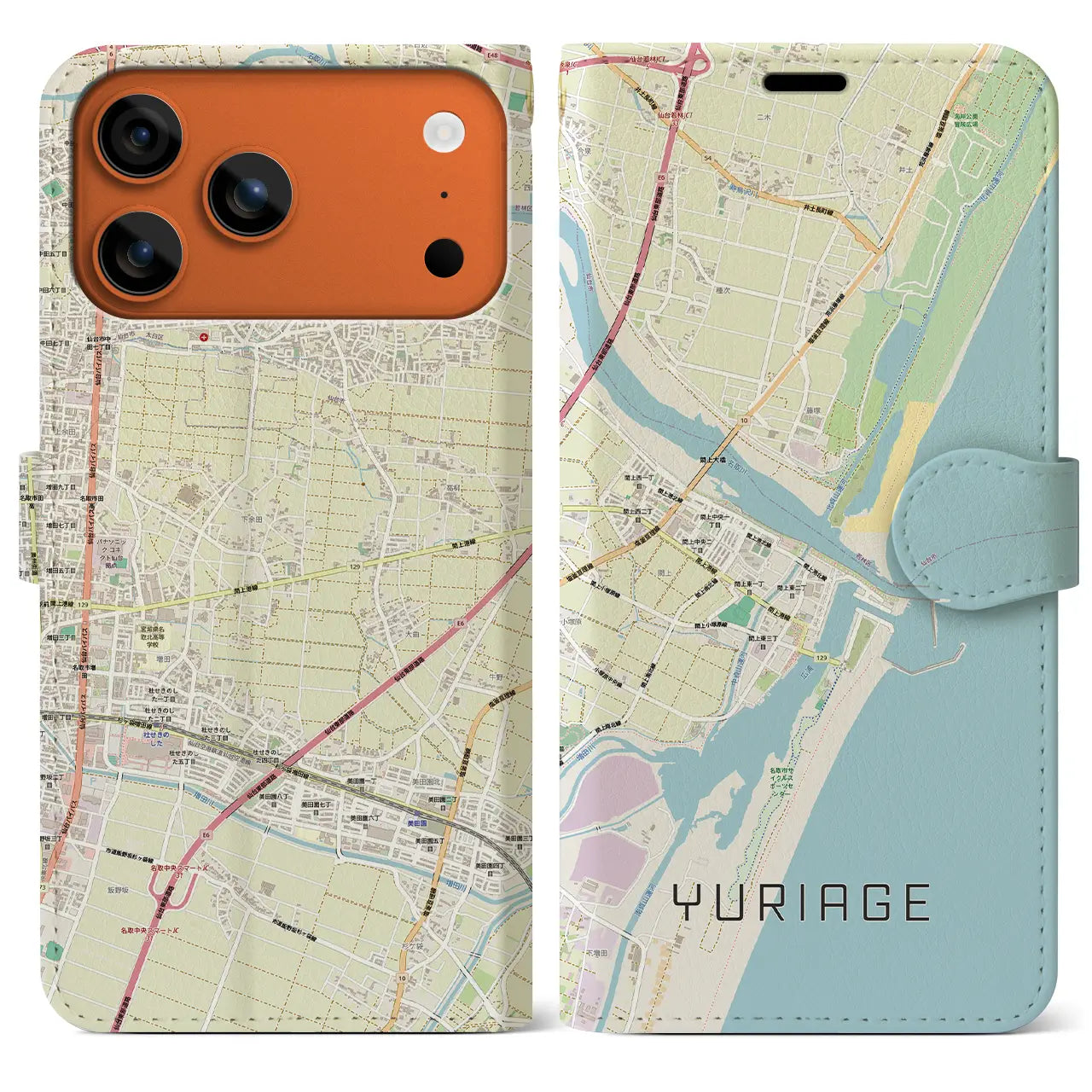 【閖上(宮城県)】地図柄iPhoneケース(手帳タイプ)