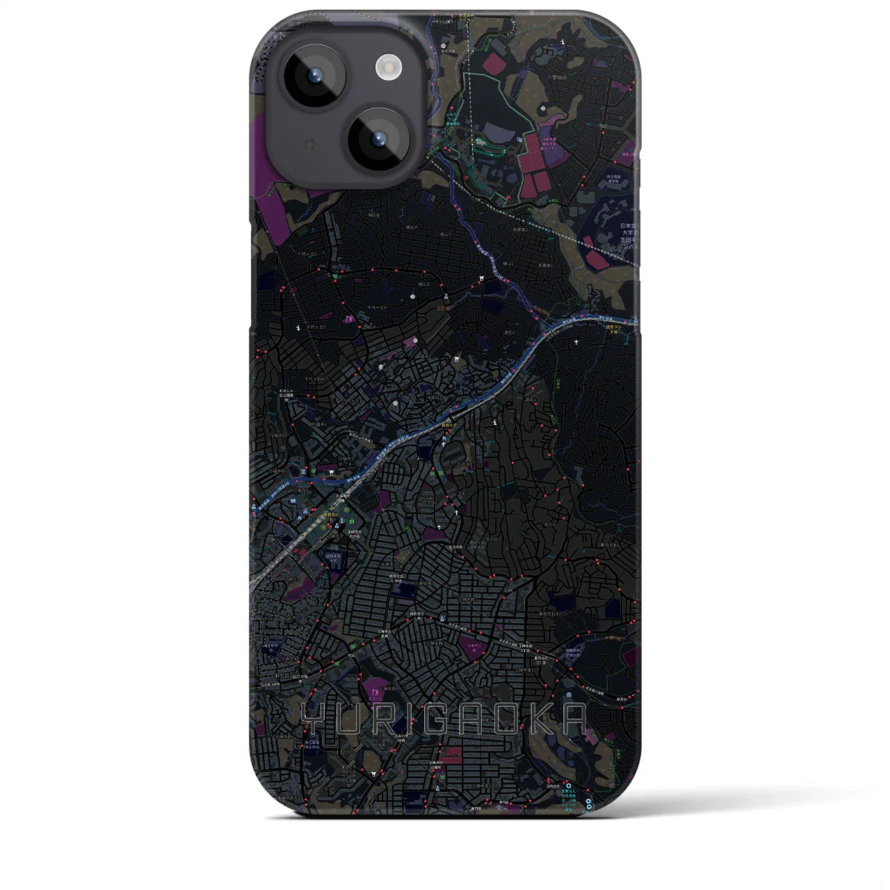 【百合ヶ丘(神奈川県)】地図柄iPhoneケース(バックカバータイプ)