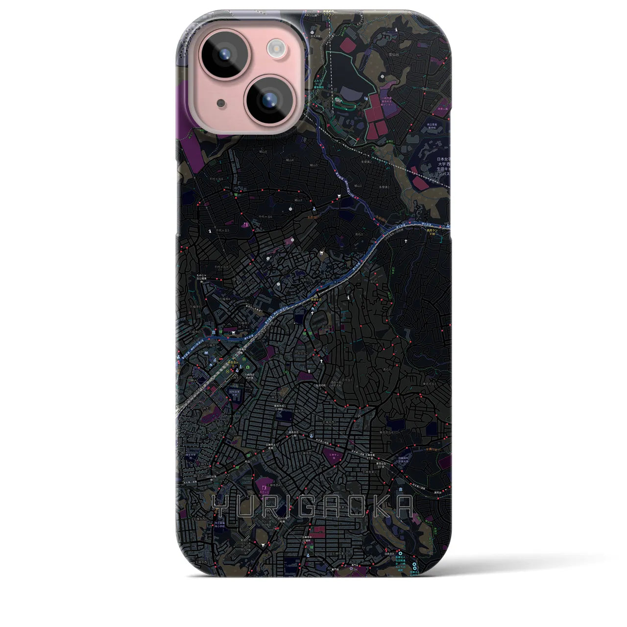 【百合ヶ丘(神奈川県)】地図柄iPhoneケース(バックカバータイプ)