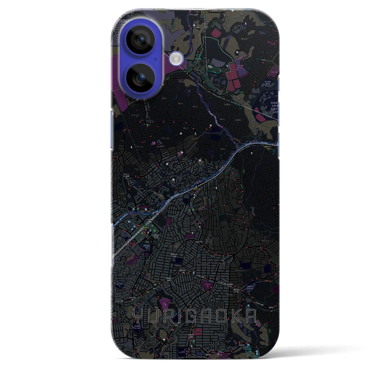 【百合ヶ丘(神奈川県)】地図柄iPhoneケース(バックカバータイプ)