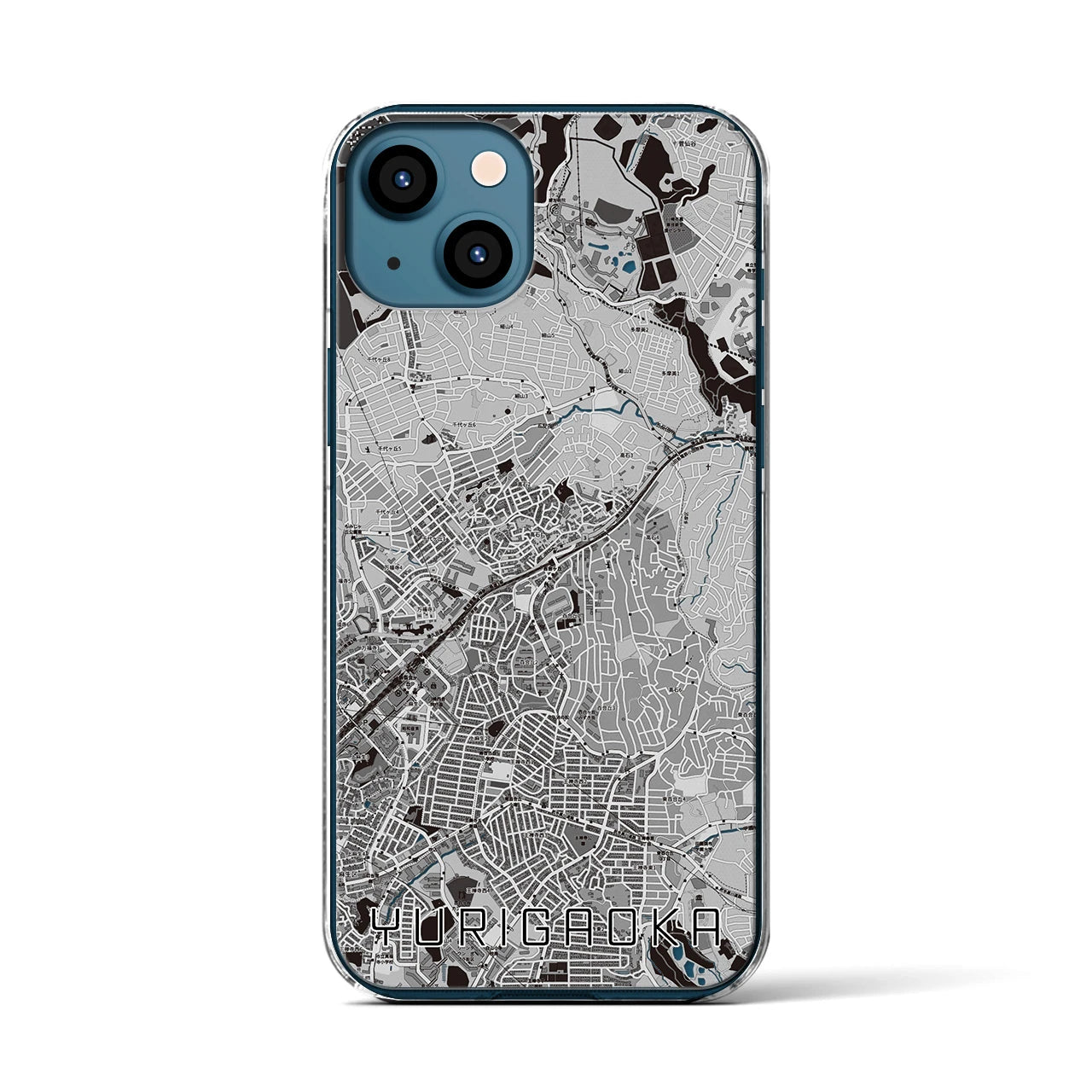 【百合ヶ丘(神奈川県)】地図柄iPhoneケース(クリアタイプ)