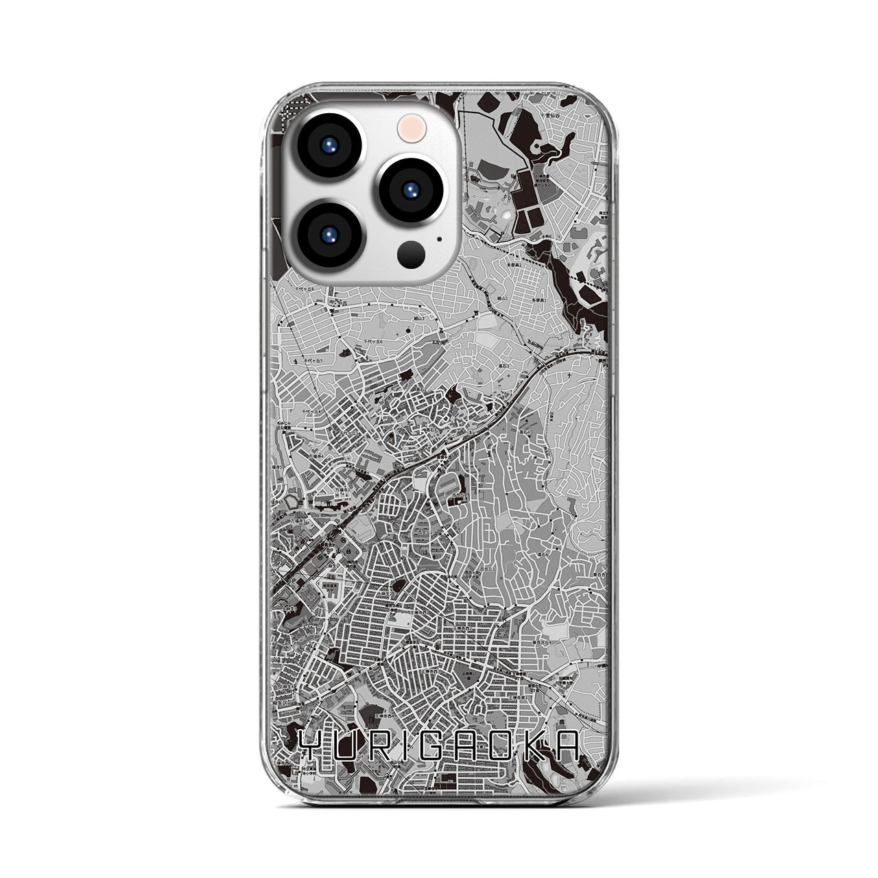 【百合ヶ丘(神奈川県)】地図柄iPhoneケース(クリアタイプ)