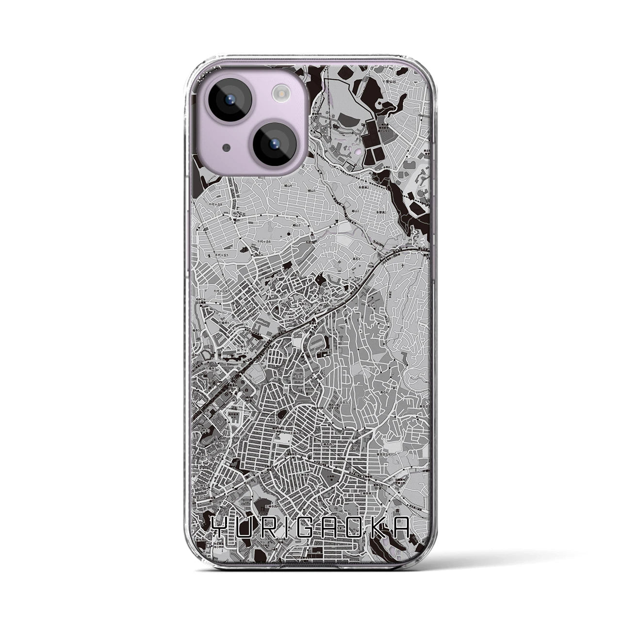 【百合ヶ丘(神奈川県)】地図柄iPhoneケース(クリアタイプ)