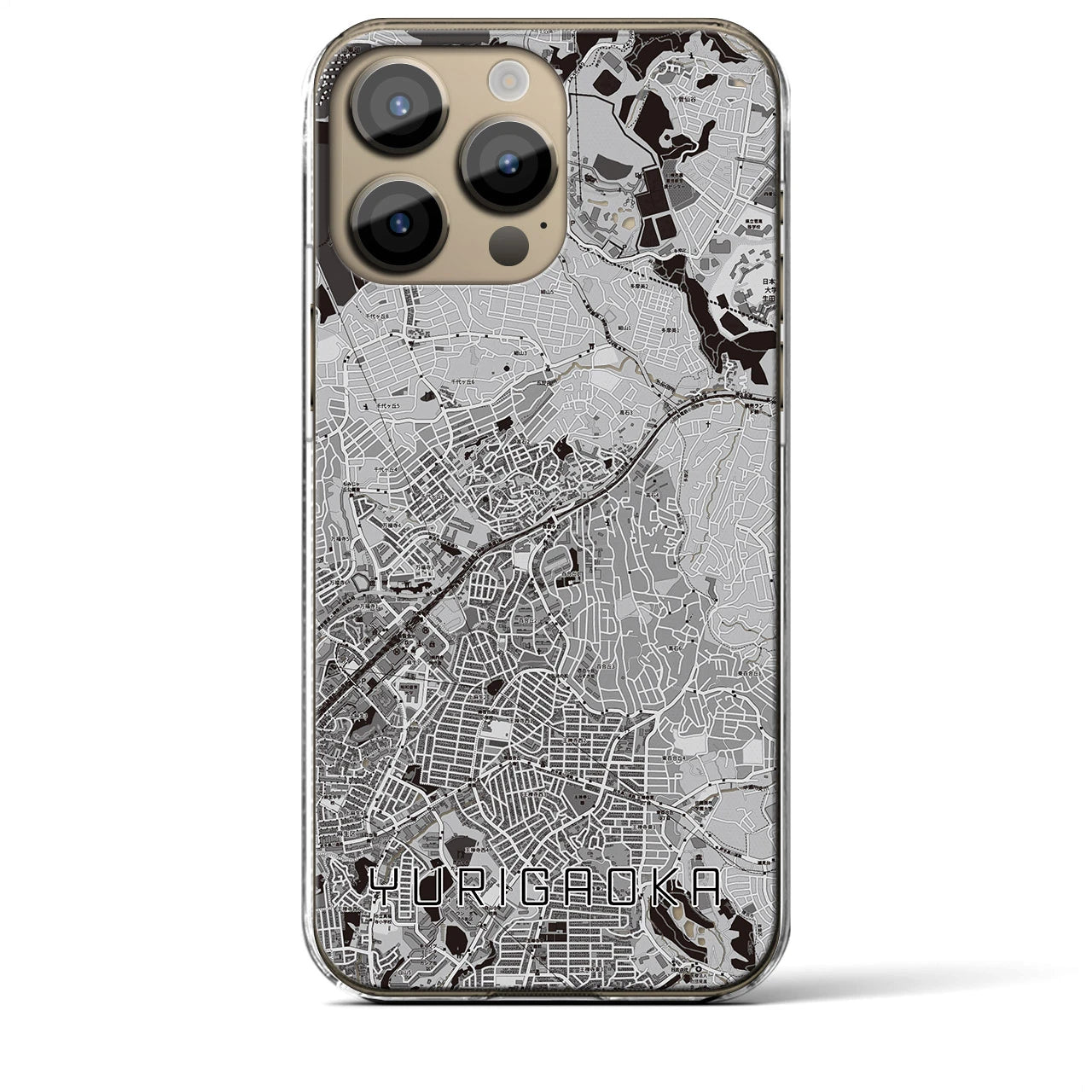 【百合ヶ丘(神奈川県)】地図柄iPhoneケース(クリアタイプ)