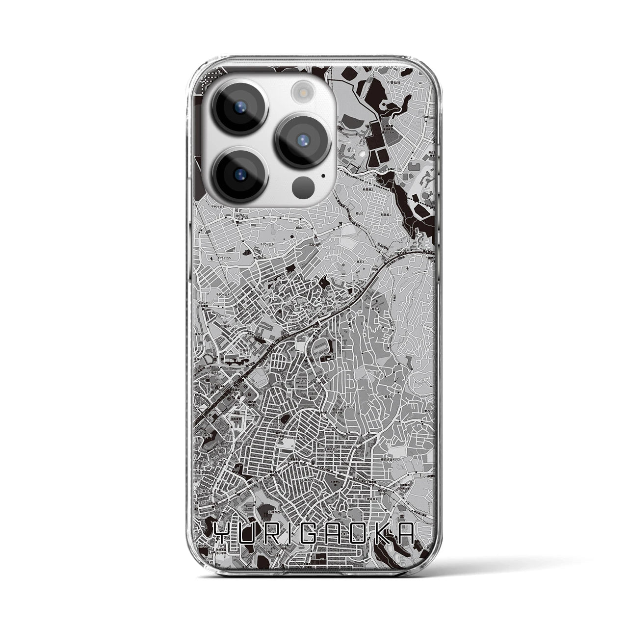 【百合ヶ丘(神奈川県)】地図柄iPhoneケース(クリアタイプ)