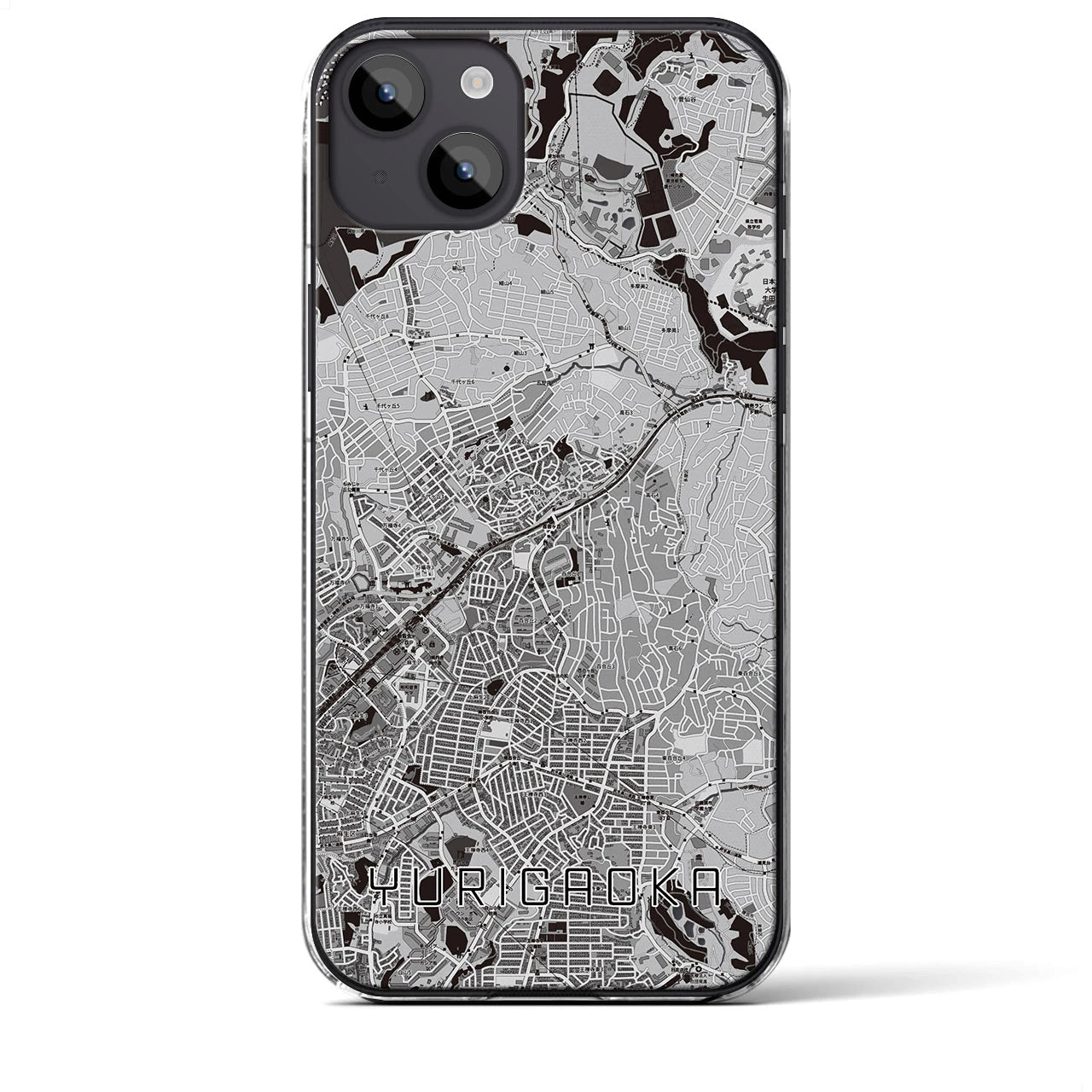 【百合ヶ丘(神奈川県)】地図柄iPhoneケース(クリアタイプ)