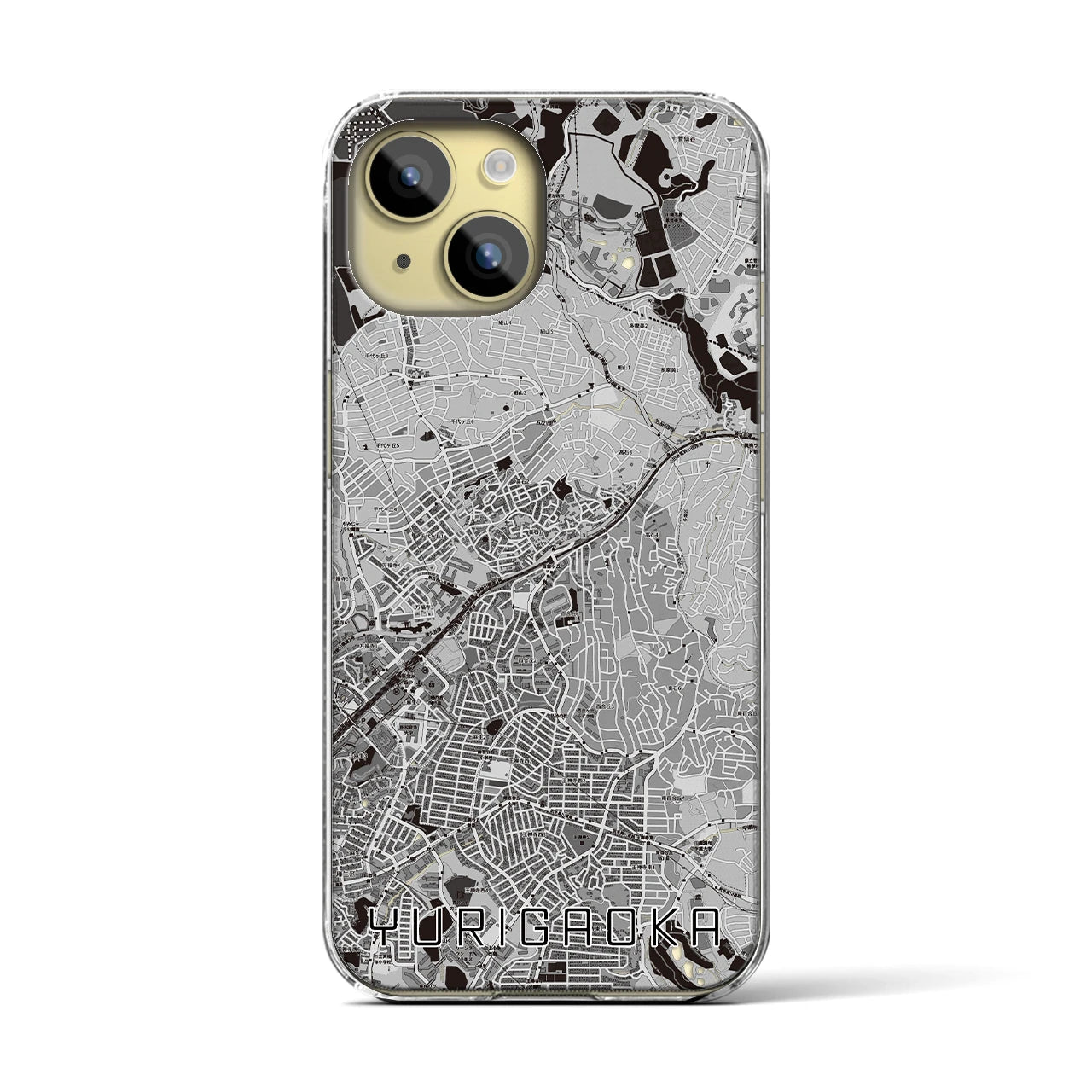 【百合ヶ丘(神奈川県)】地図柄iPhoneケース(クリアタイプ)