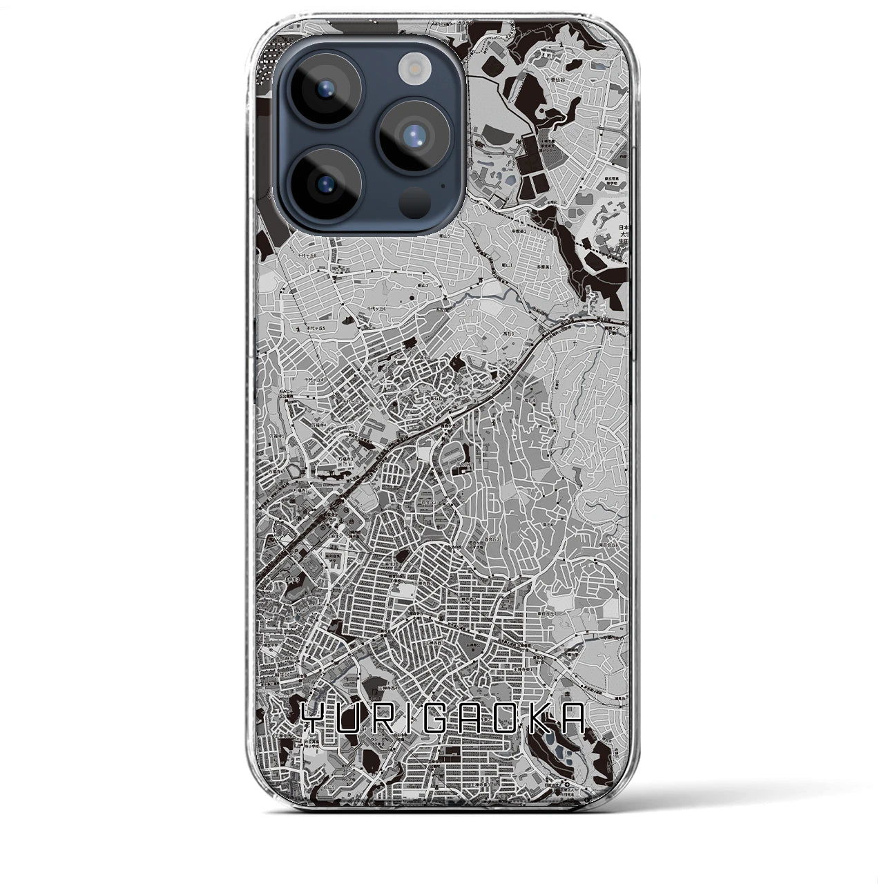 【百合ヶ丘(神奈川県)】地図柄iPhoneケース(クリアタイプ)