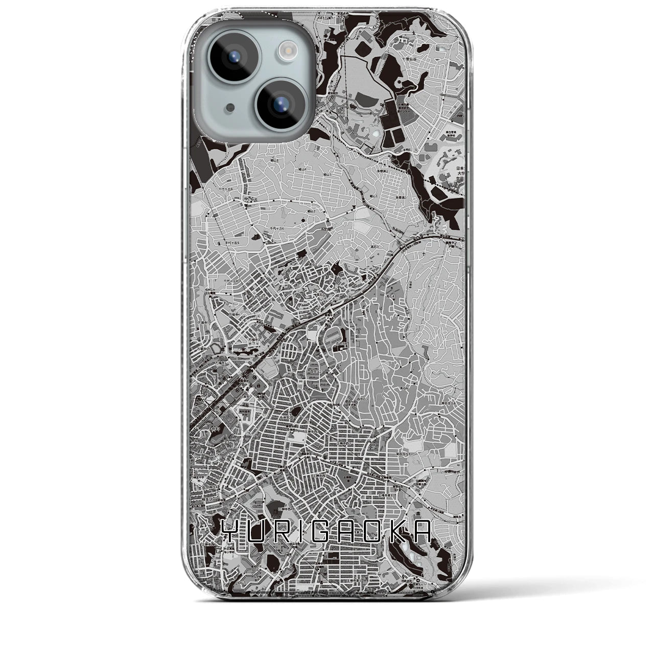 【百合ヶ丘(神奈川県)】地図柄iPhoneケース(クリアタイプ)