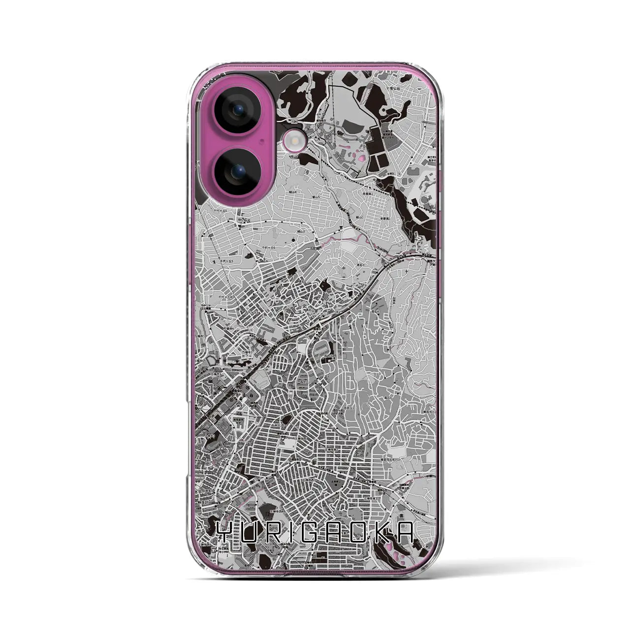 【百合ヶ丘(神奈川県)】地図柄iPhoneケース(クリアタイプ)