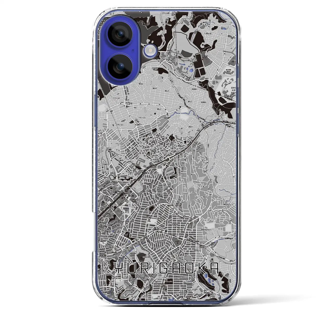 【百合ヶ丘(神奈川県)】地図柄iPhoneケース(クリアタイプ)