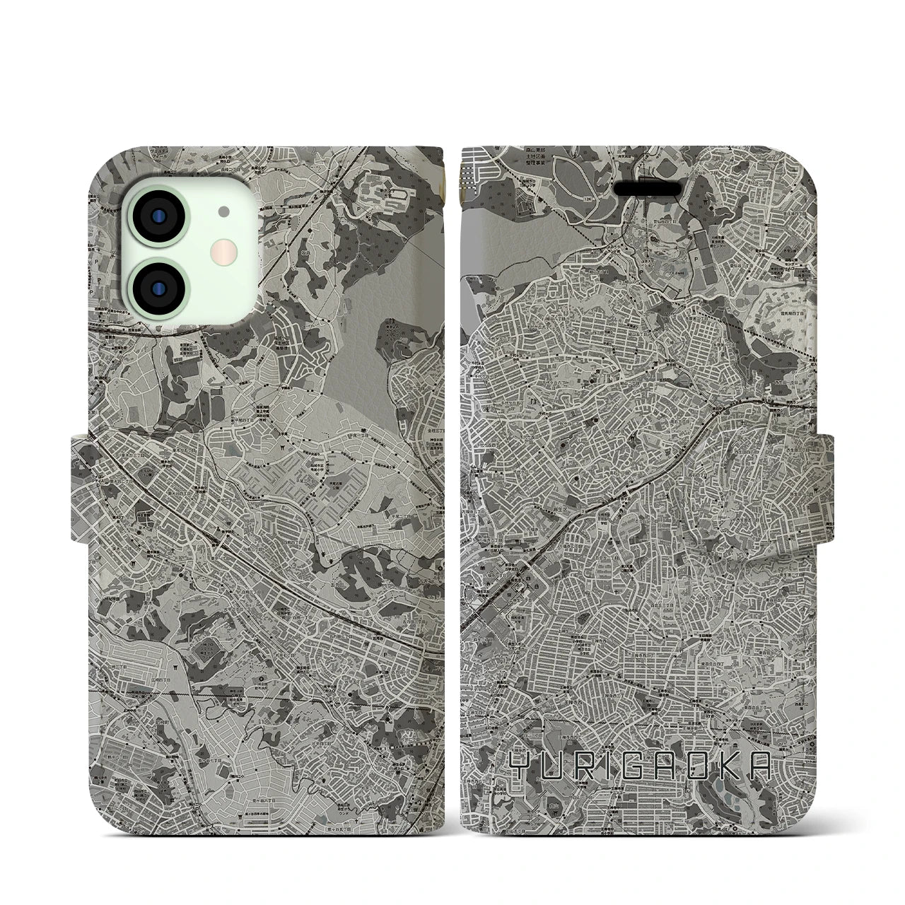 【百合ヶ丘(神奈川県)】地図柄iPhoneケース(手帳タイプ)