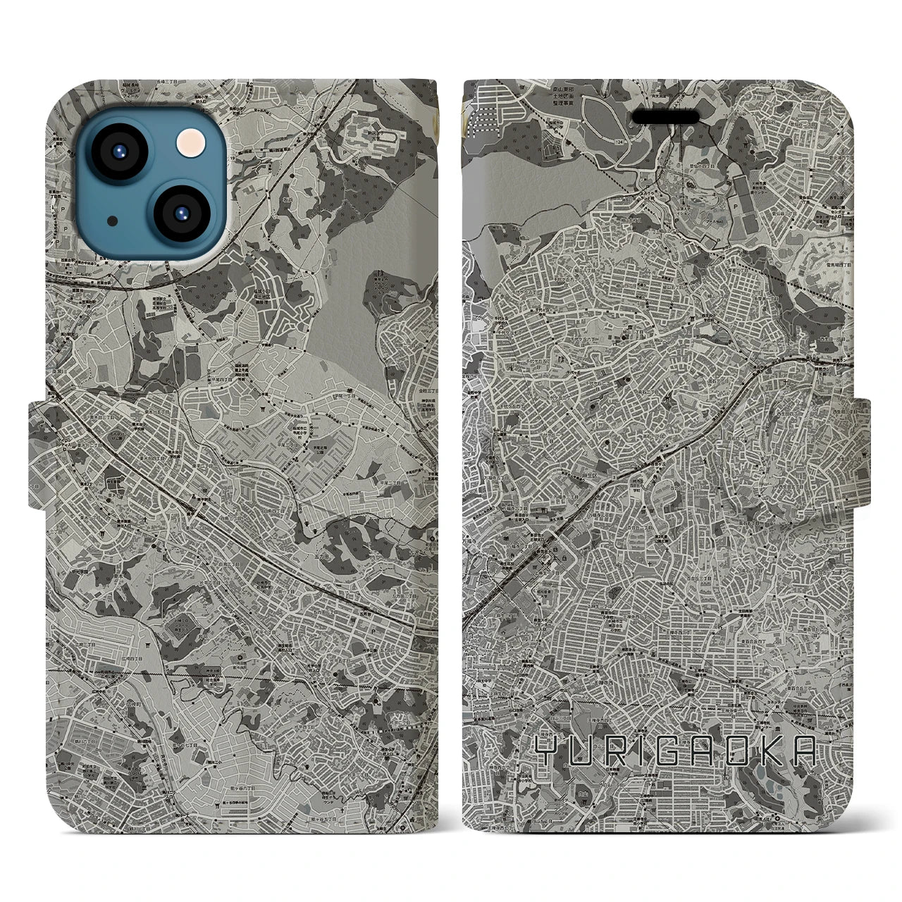 【百合ヶ丘(神奈川県)】地図柄iPhoneケース(手帳タイプ)