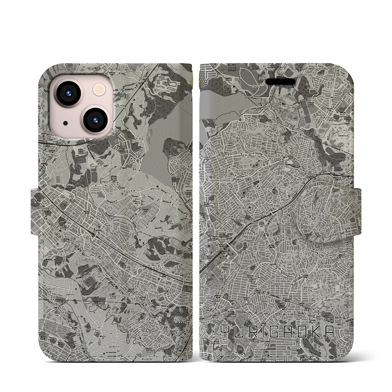 【百合ヶ丘(神奈川県)】地図柄iPhoneケース(手帳タイプ)