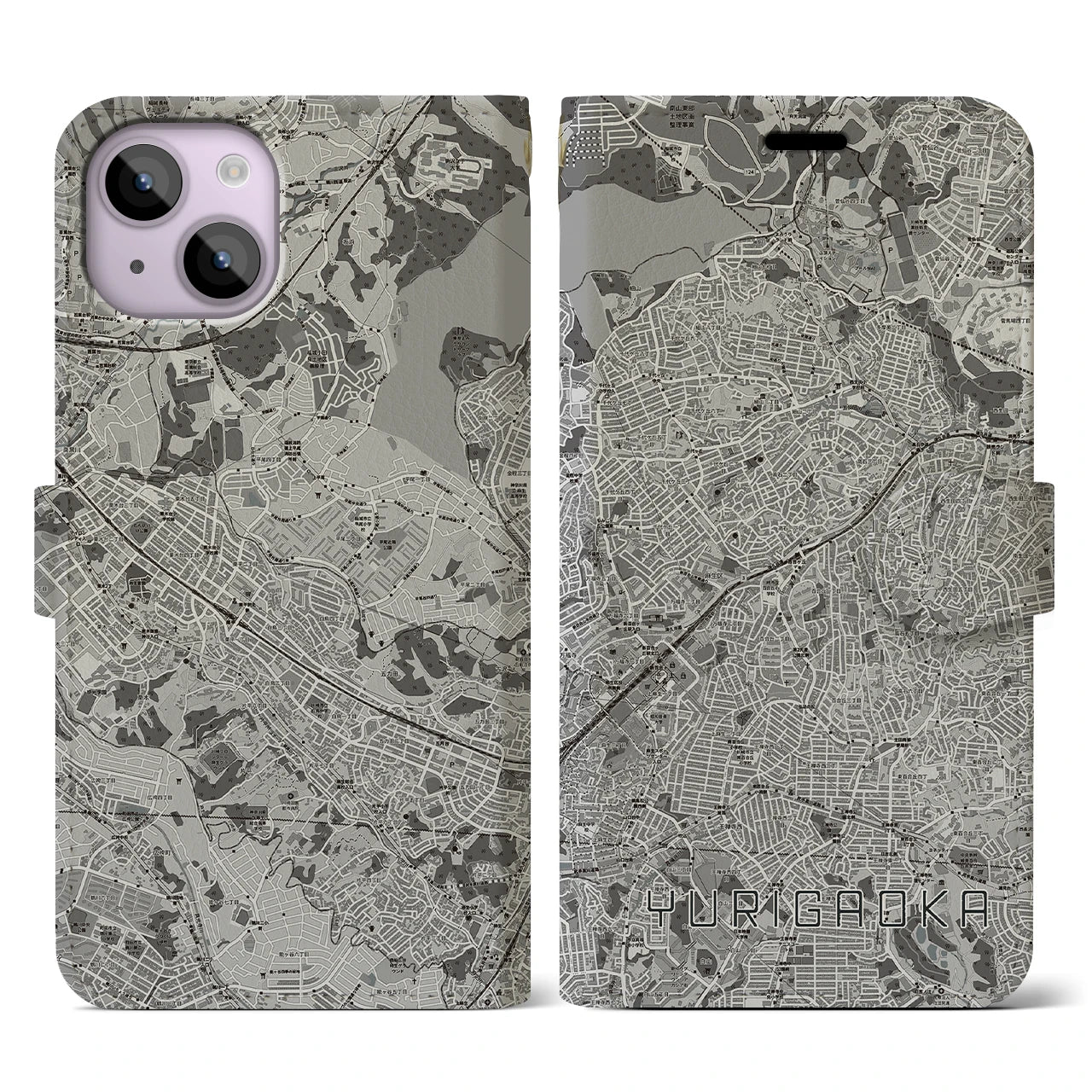 【百合ヶ丘(神奈川県)】地図柄iPhoneケース(手帳タイプ)