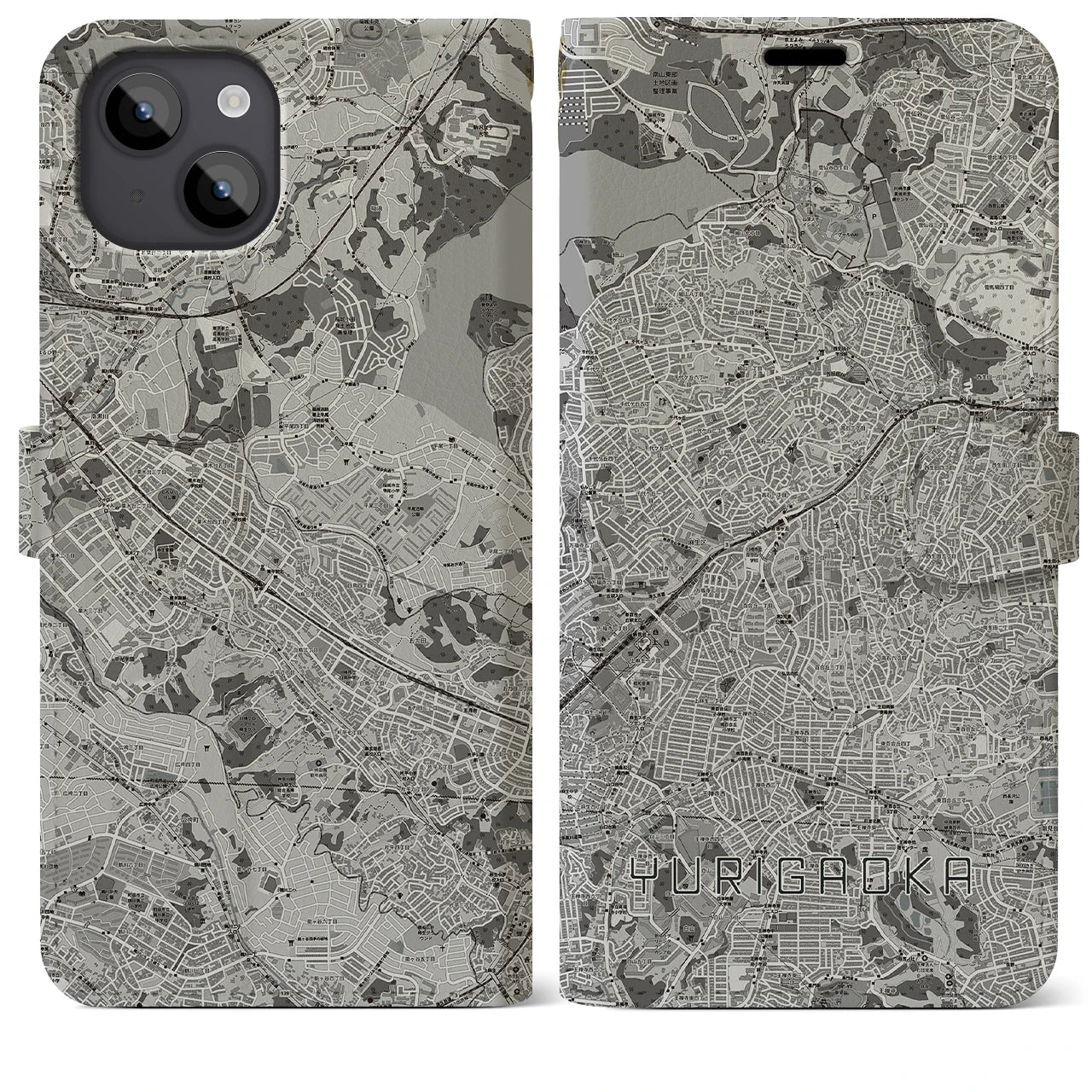 【百合ヶ丘(神奈川県)】地図柄iPhoneケース(手帳タイプ)