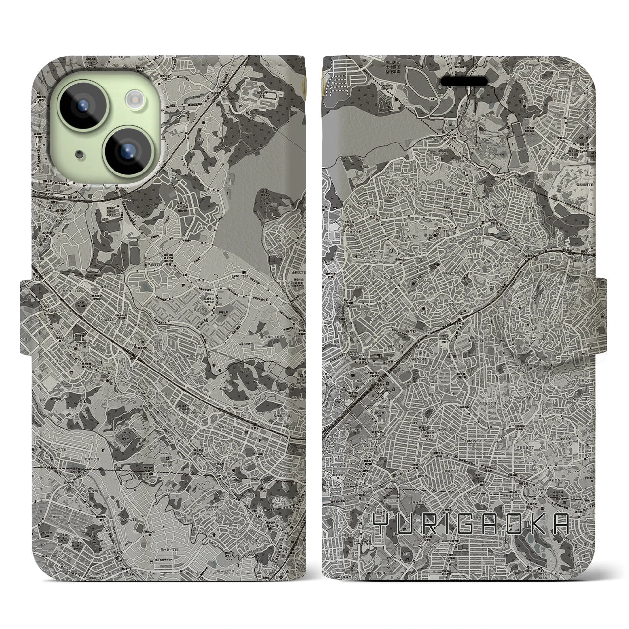 【百合ヶ丘(神奈川県)】地図柄iPhoneケース(手帳タイプ)