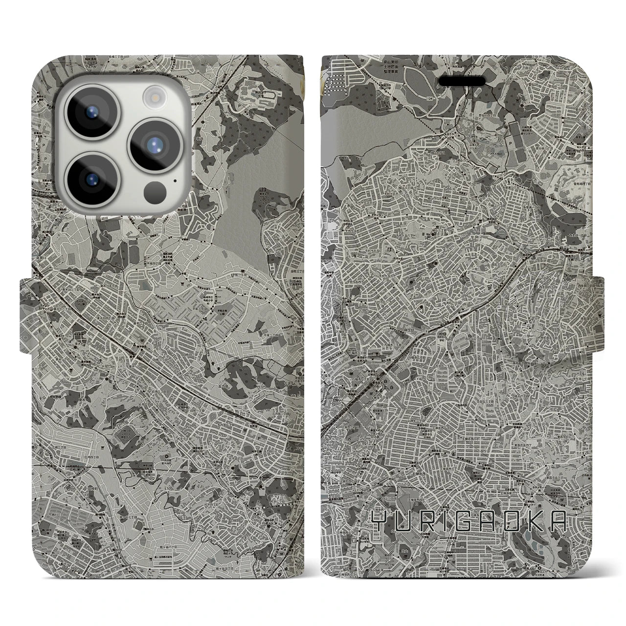 【百合ヶ丘(神奈川県)】地図柄iPhoneケース(手帳タイプ)