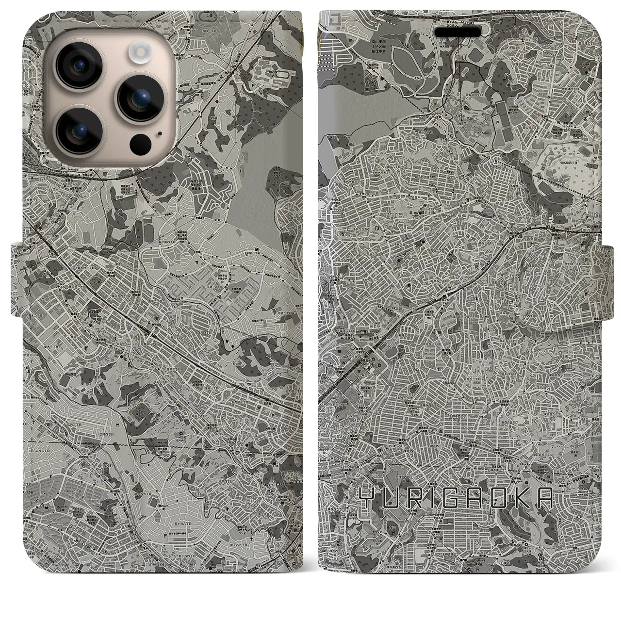 【百合ヶ丘(神奈川県)】地図柄iPhoneケース(手帳タイプ)