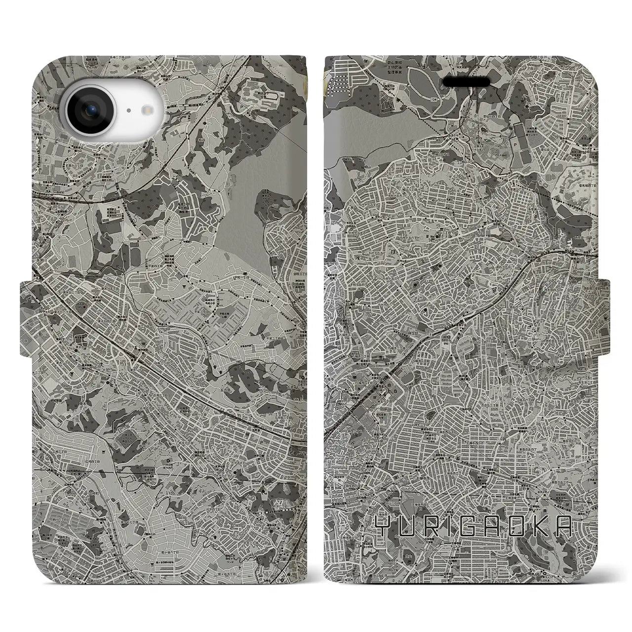 【百合ヶ丘(神奈川県)】地図柄iPhoneケース(手帳タイプ)