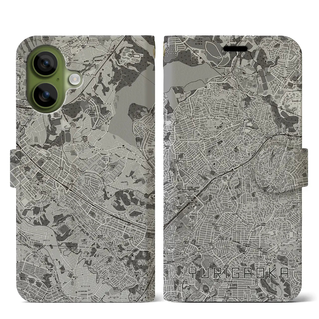 【百合ヶ丘(神奈川県)】地図柄iPhoneケース(手帳タイプ)