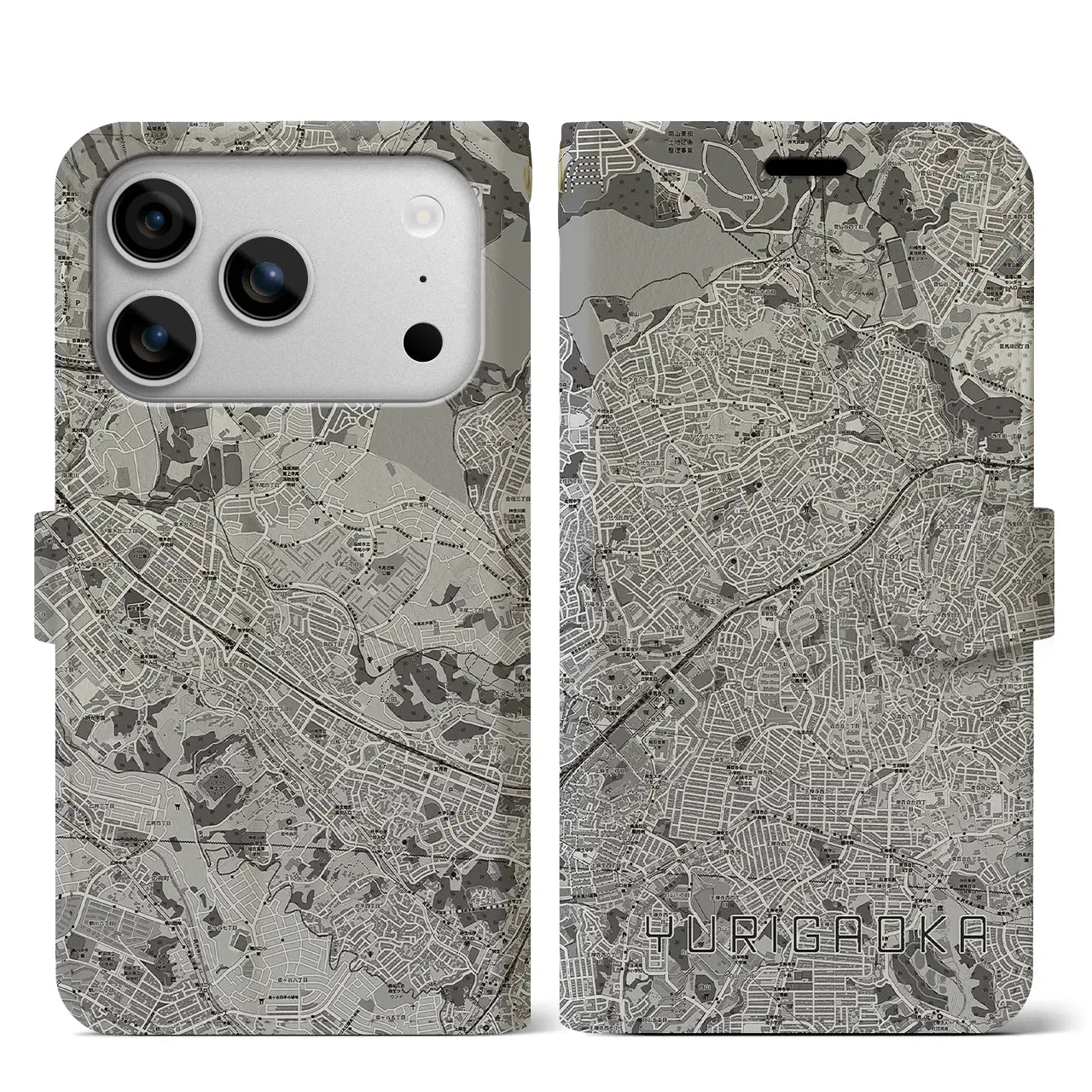 【百合ヶ丘(神奈川県)】地図柄iPhoneケース(手帳タイプ)