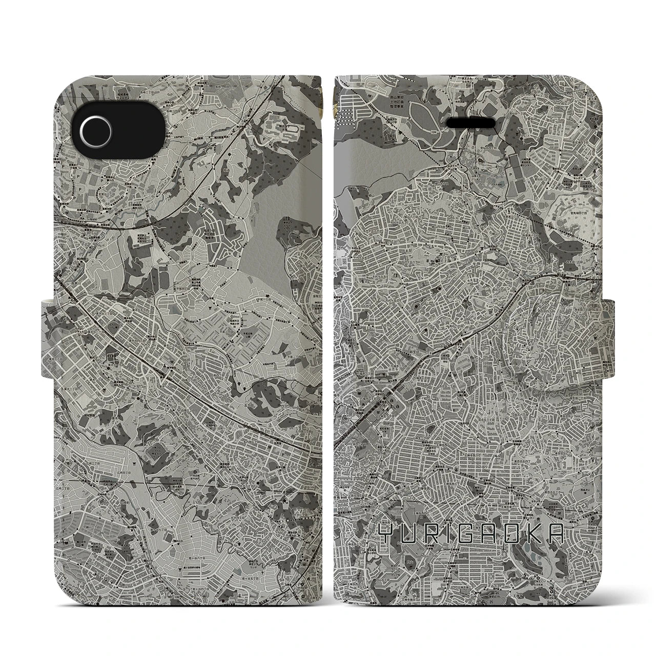 【百合ヶ丘(神奈川県)】地図柄iPhoneケース(手帳タイプ)