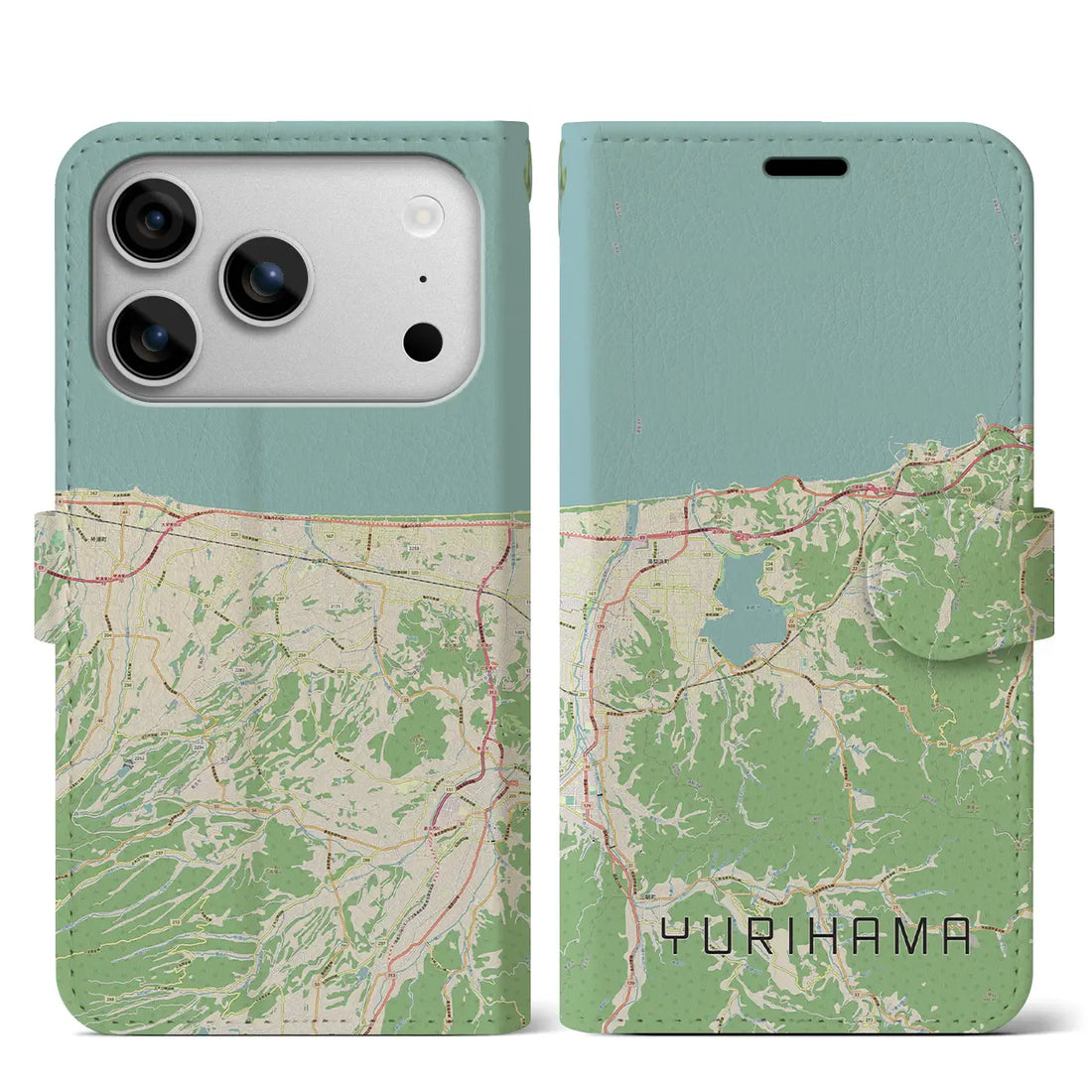 【湯梨浜(鳥取県)】地図柄iPhoneケース(手帳タイプ)ナチュラル・iPhone 17 Pro Max 用